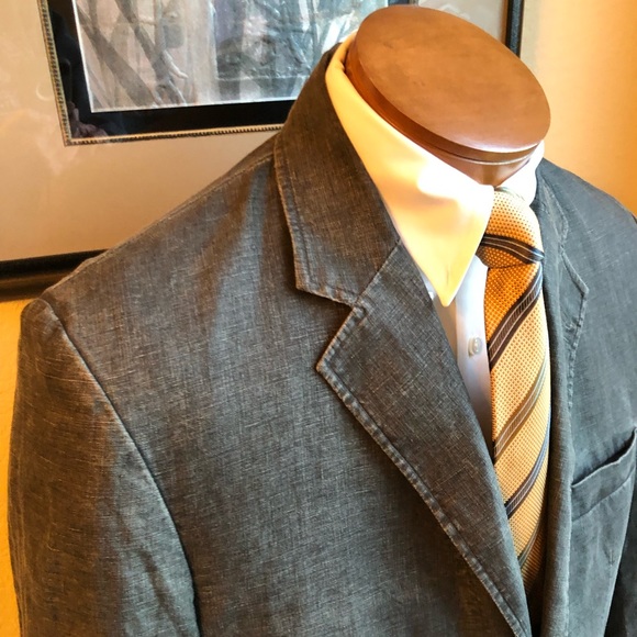 Material London Dark Gray Linen Jacket Size 42R - Picture 7 of 15